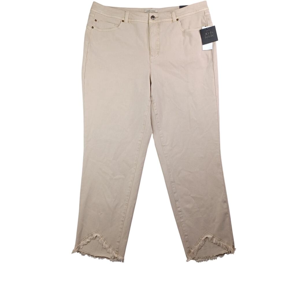 JOHN MARK High Waist Cropped Ankle Jeans Women 14W Indian Summer Vanila Boho NWT